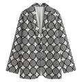Black And White Dartboard Pattern Print Women's Cotton Blazer