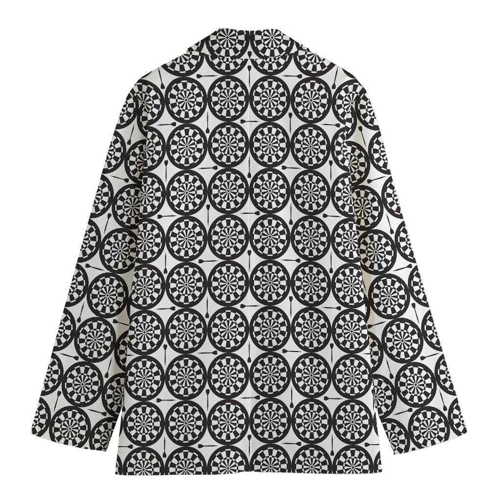 Black And White Dartboard Pattern Print Women's Cotton Blazer