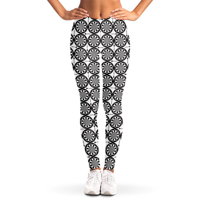Black And White Dartboard Pattern Print Women's Leggings