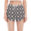 Black And White Dartboard Pattern Print Women's Split Running Shorts