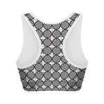 Black And White Dartboard Pattern Print Women's Sports Bra