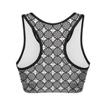Black And White Dartboard Pattern Print Women's Sports Bra