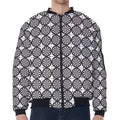 Black And White Dartboard Pattern Print Zip Sleeve Bomber Jacket