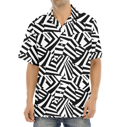 Black And White Dazzle Pattern Print Aloha Shirt