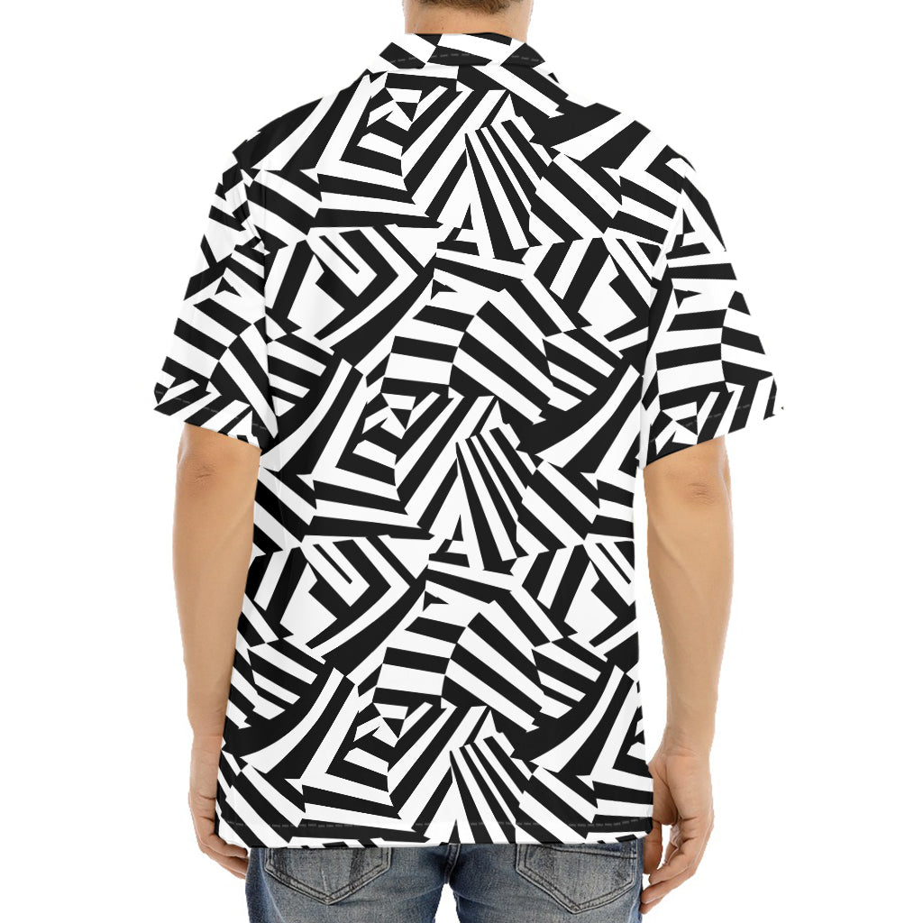 Black And White Dazzle Pattern Print Aloha Shirt