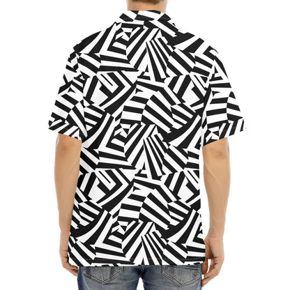 Black And White Dazzle Pattern Print Aloha Shirt