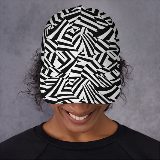 Black And White Dazzle Pattern Print Baseball Cap