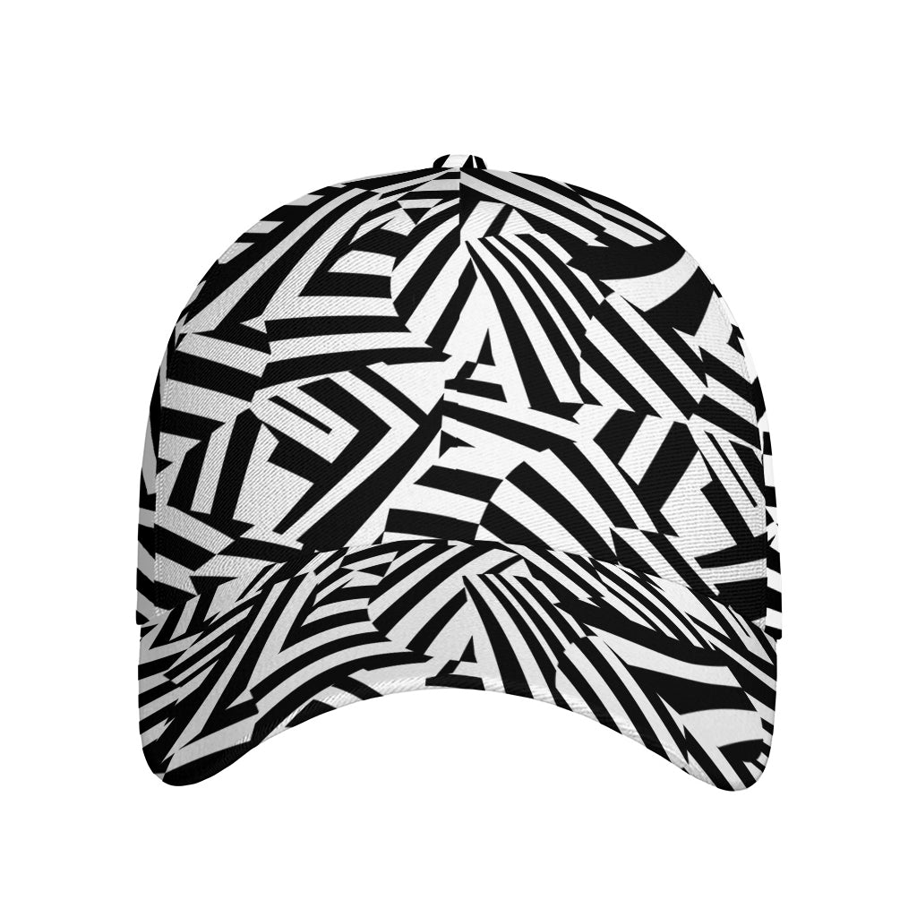 Black And White Dazzle Pattern Print Baseball Cap