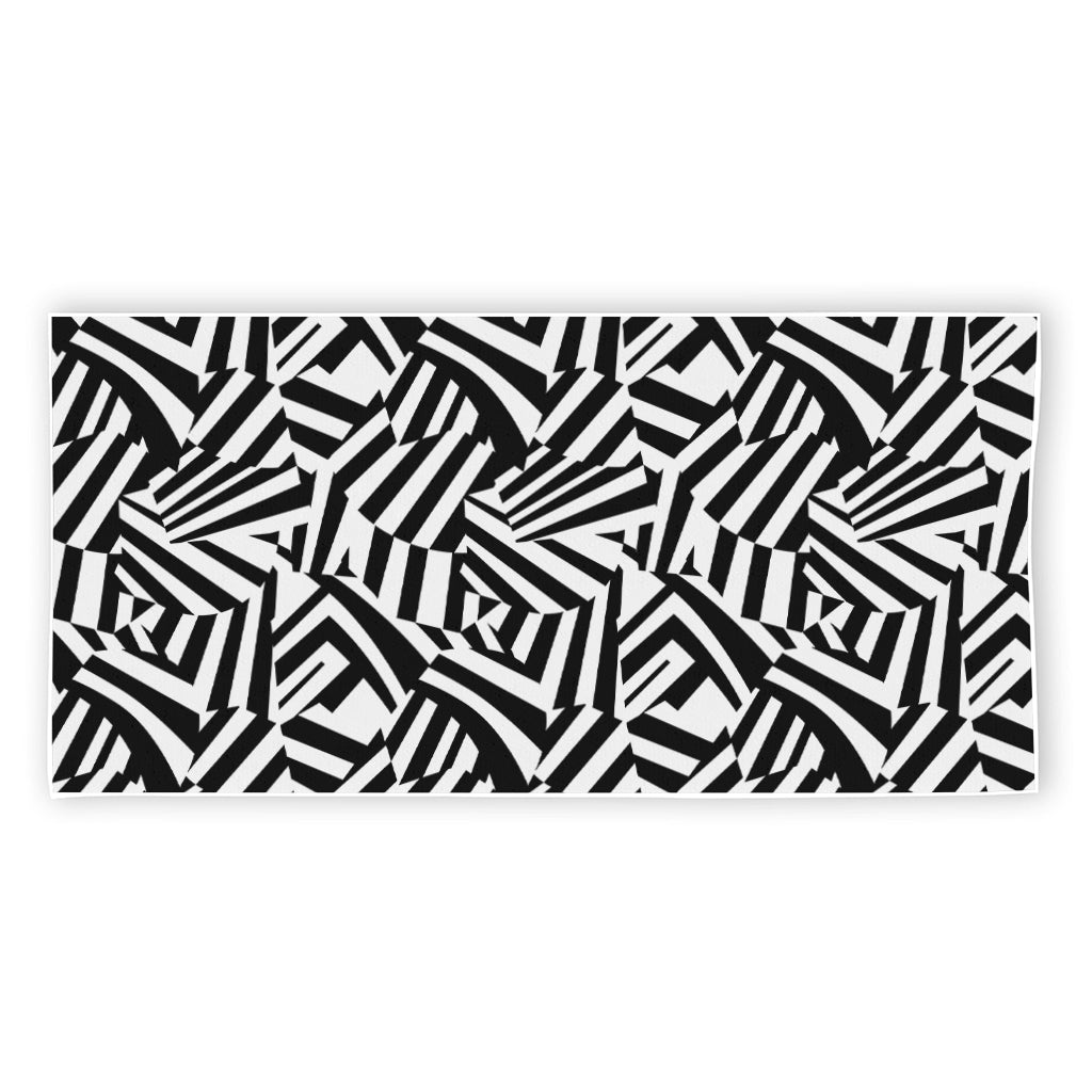 Black And White Dazzle Pattern Print Beach Towel