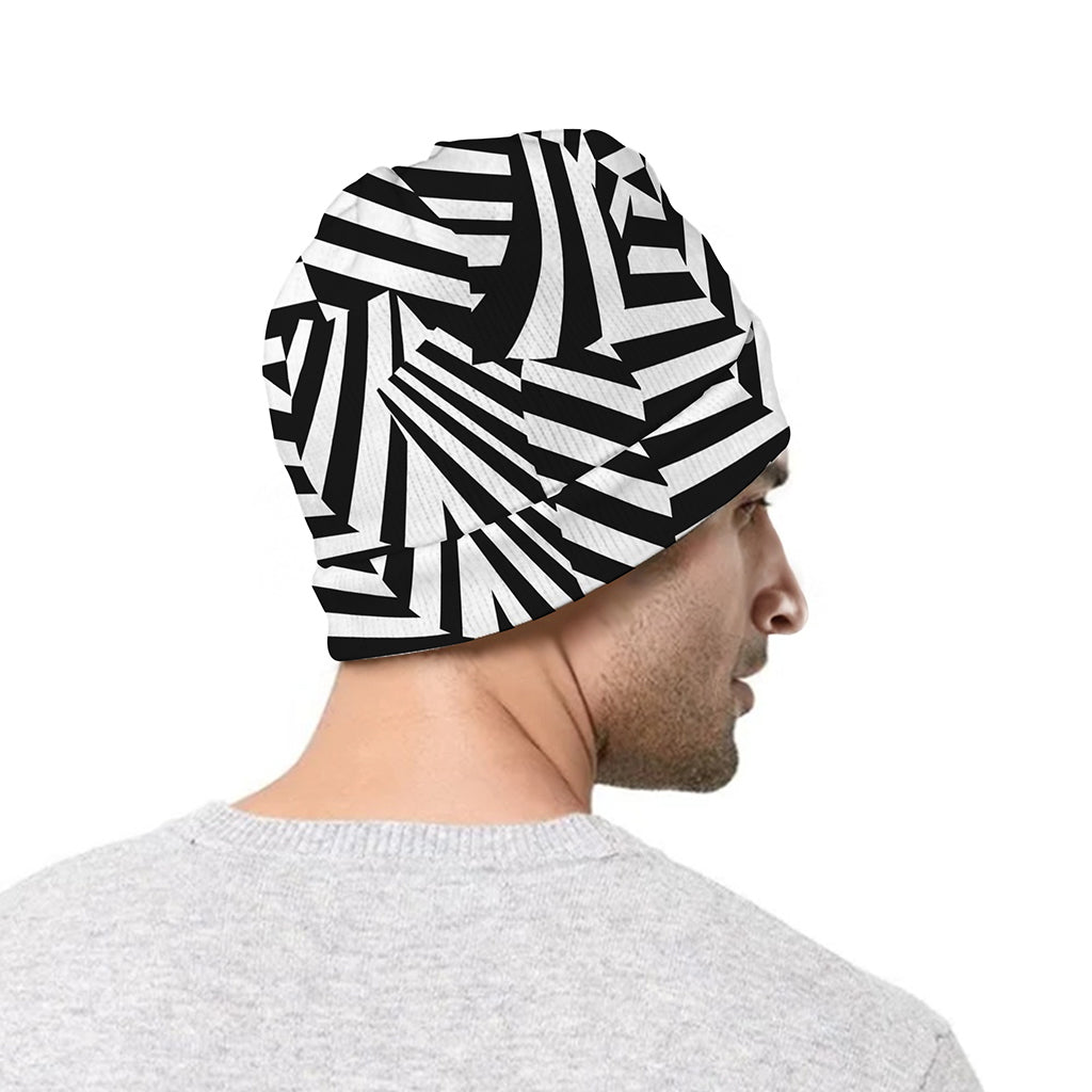 Black And White Dazzle Pattern Print Beanie