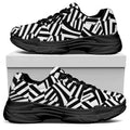 Black And White Dazzle Pattern Print Black Chunky Shoes