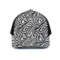 Black And White Dazzle Pattern Print Black Mesh Trucker Hat