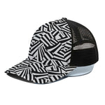 Black And White Dazzle Pattern Print Black Mesh Trucker Cap