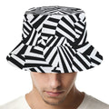 Black And White Dazzle Pattern Print Bucket Hat