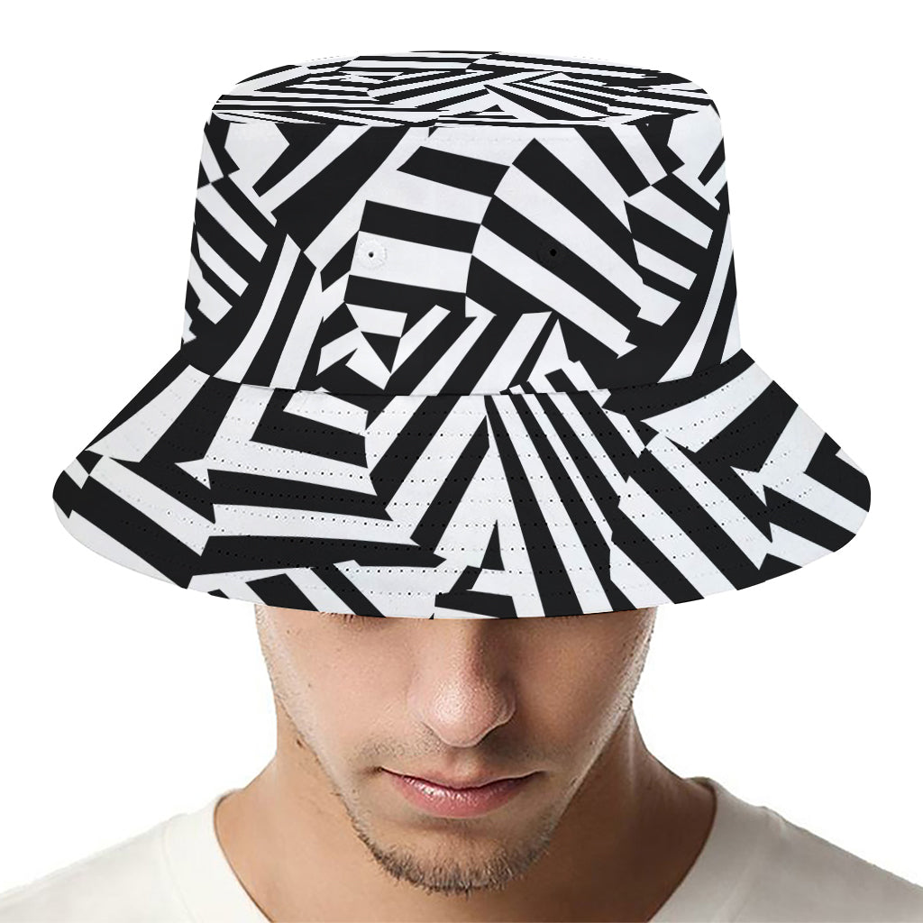 Black And White Dazzle Pattern Print Bucket Hat