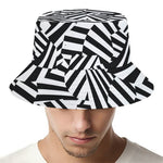 Black And White Dazzle Pattern Print Bucket Hat