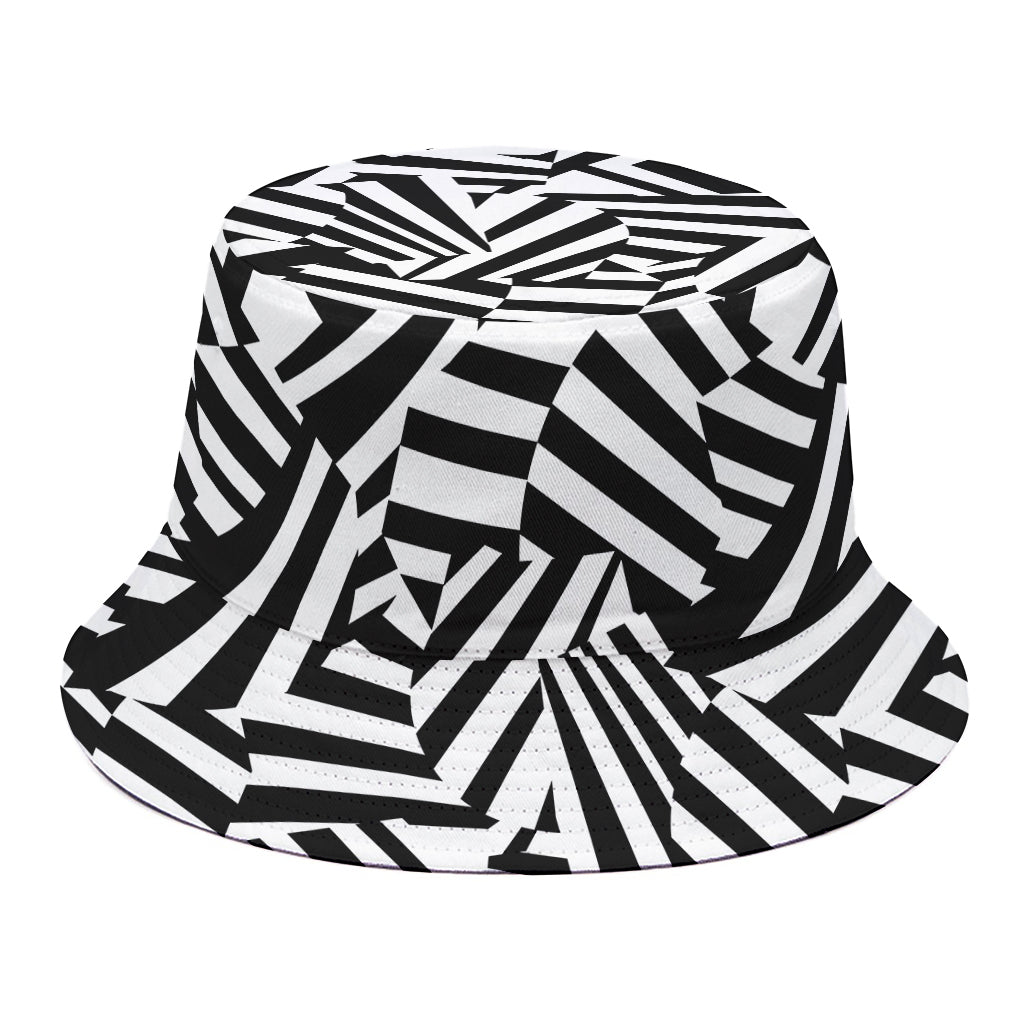 Black And White Dazzle Pattern Print Bucket Hat