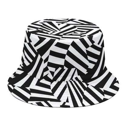 Black And White Dazzle Pattern Print Bucket Hat