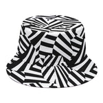 Black And White Dazzle Pattern Print Bucket Hat