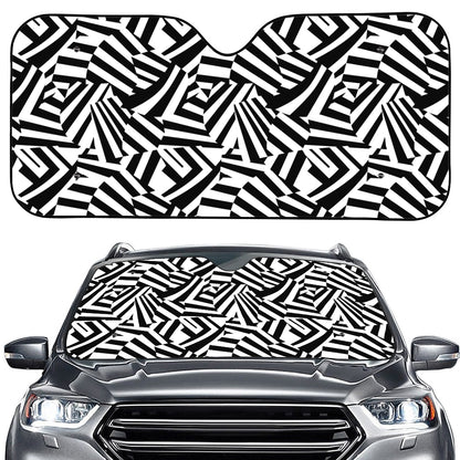 Black And White Dazzle Pattern Print Car Windshield Sun Shade