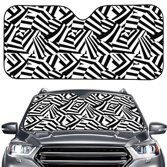 Black And White Dazzle Pattern Print Car Windshield Sun Shade