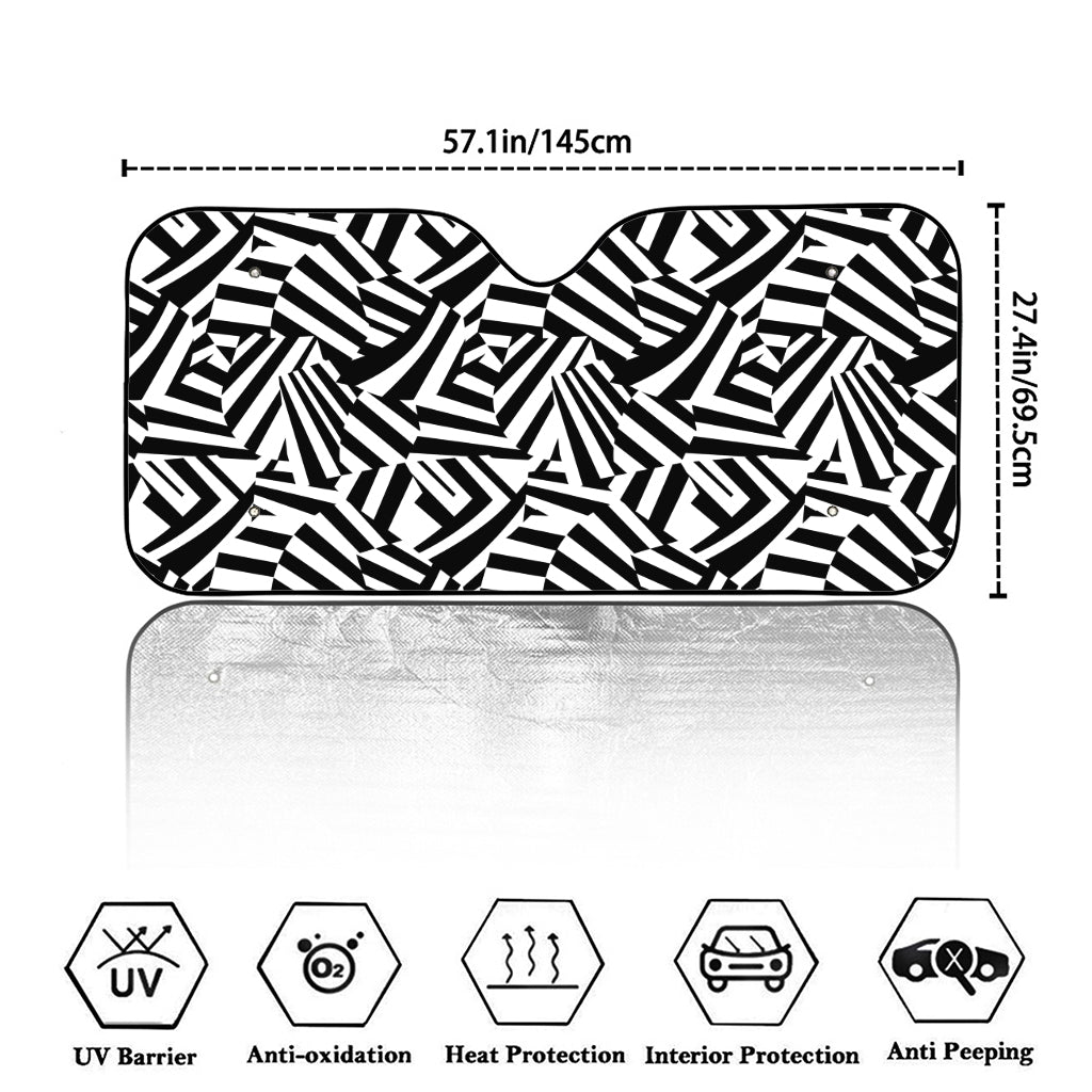 Black And White Dazzle Pattern Print Car Windshield Sun Shade
