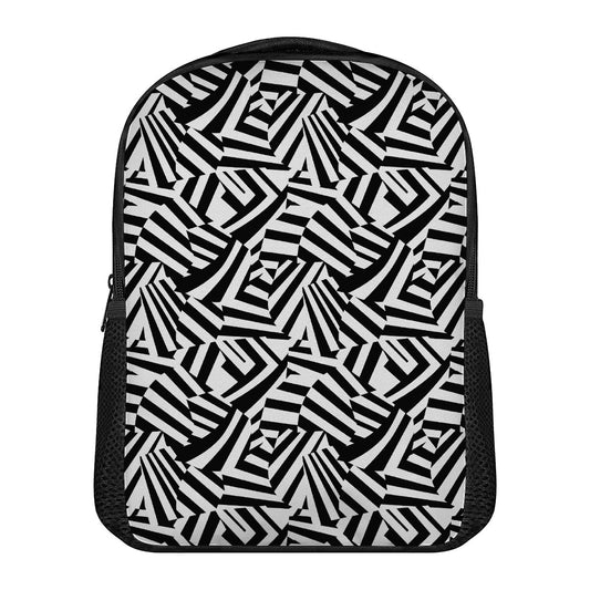 Black And White Dazzle Pattern Print Casual Backpack