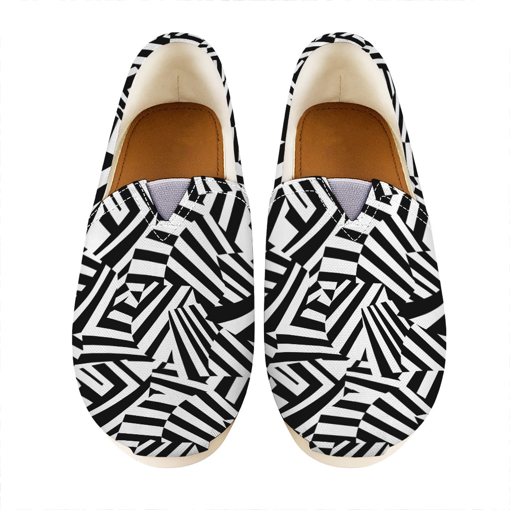 Black And White Dazzle Pattern Print Casual Shoes