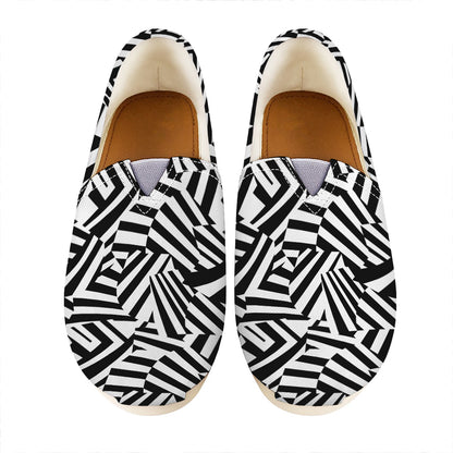 Black And White Dazzle Pattern Print Casual Shoes