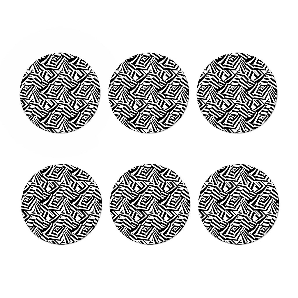 Black And White Dazzle Pattern Print Coaster Set