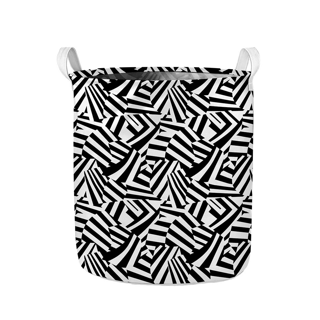 Black And White Dazzle Pattern Print Collapsible Laundry Basket