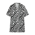 Black And White Dazzle Pattern Print Cotton Hawaiian Shirt