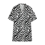 Black And White Dazzle Pattern Print Cotton Hawaiian Shirt