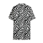 Black And White Dazzle Pattern Print Cotton Hawaiian Shirt