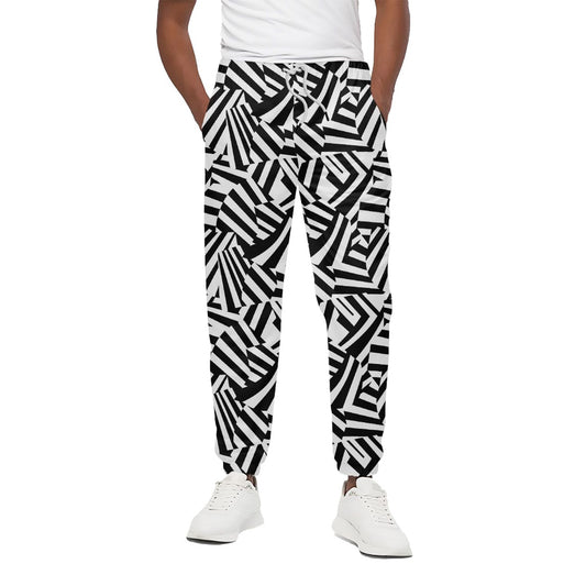 Black And White Dazzle Pattern Print Cotton Pants
