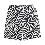 Black And White Dazzle Pattern Print Cotton Shorts