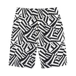 Black And White Dazzle Pattern Print Cotton Shorts