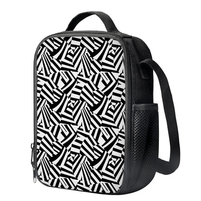 Black And White Dazzle Pattern Print Crossbody Lunch Bag