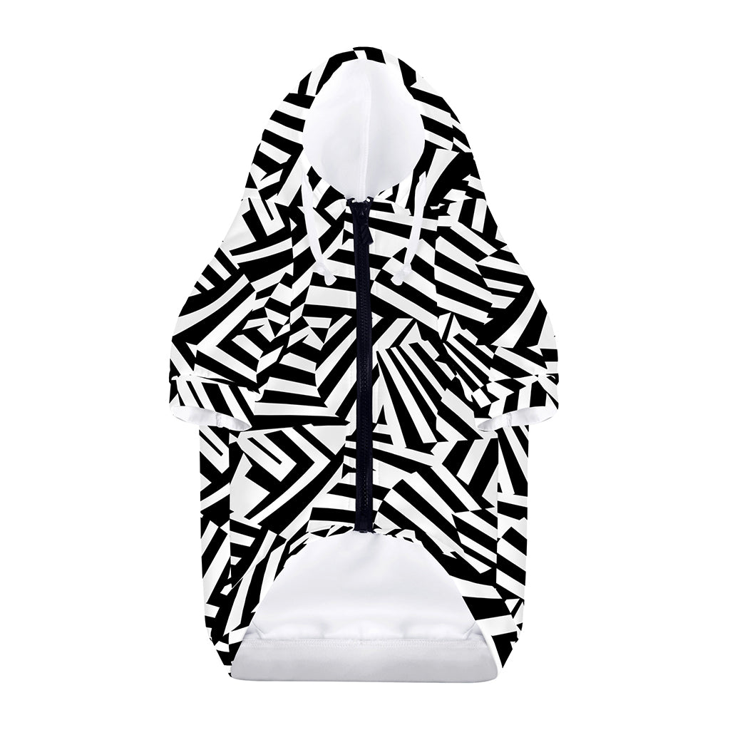 Black And White Dazzle Pattern Print Dog Zip Up Hoodie