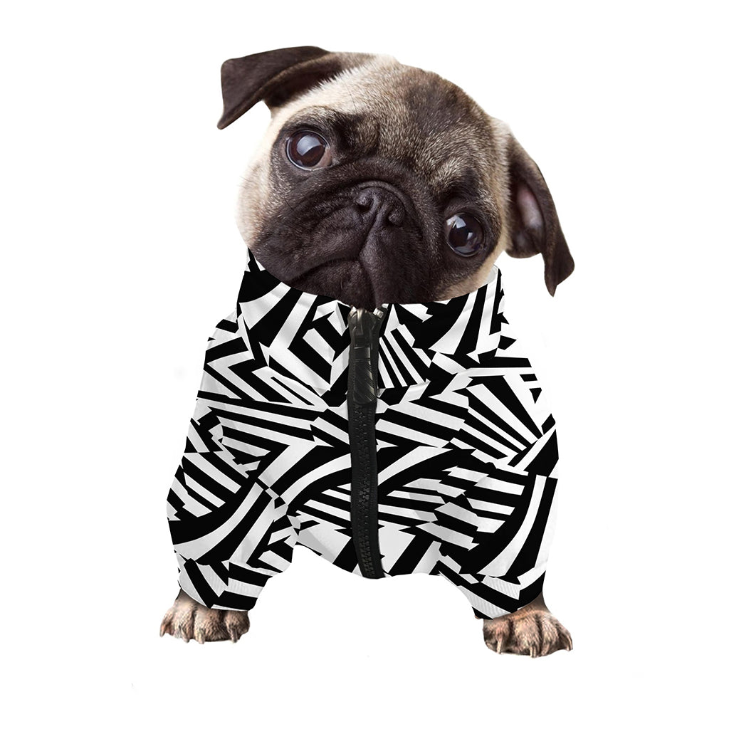 Black And White Dazzle Pattern Print Dog Zip Up Jacket