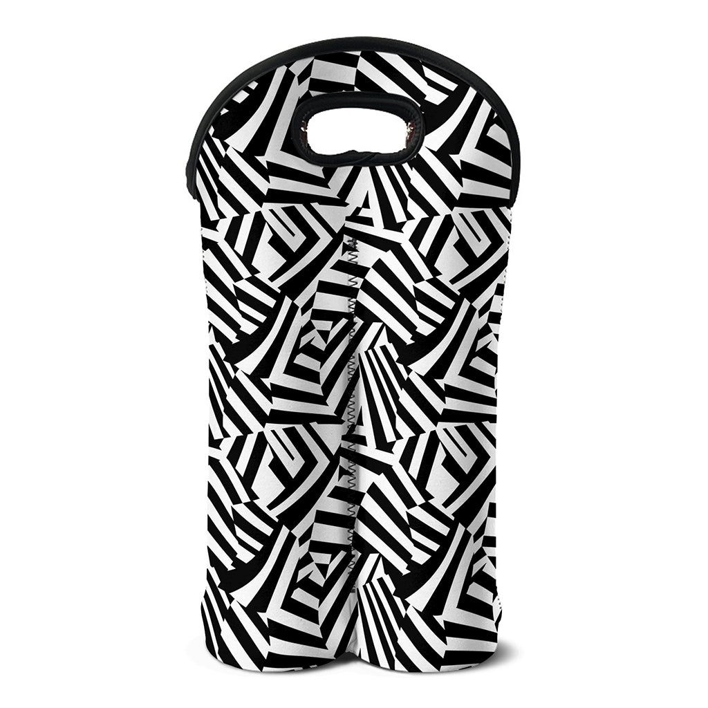 Black And White Dazzle Pattern Print Double Neoprene Wine Tote