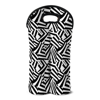 Black And White Dazzle Pattern Print Double Neoprene Wine Tote