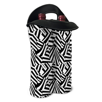 Black And White Dazzle Pattern Print Double Neoprene Wine Tote