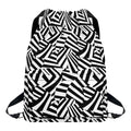 Black And White Dazzle Pattern Print Drawstring Backpack