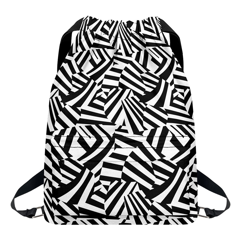 Black And White Dazzle Pattern Print Drawstring Backpack