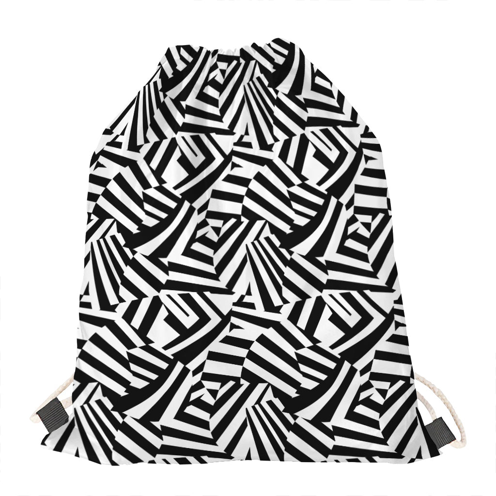 Black And White Dazzle Pattern Print Drawstring Bag