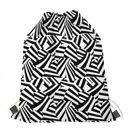 Black And White Dazzle Pattern Print Drawstring Bag