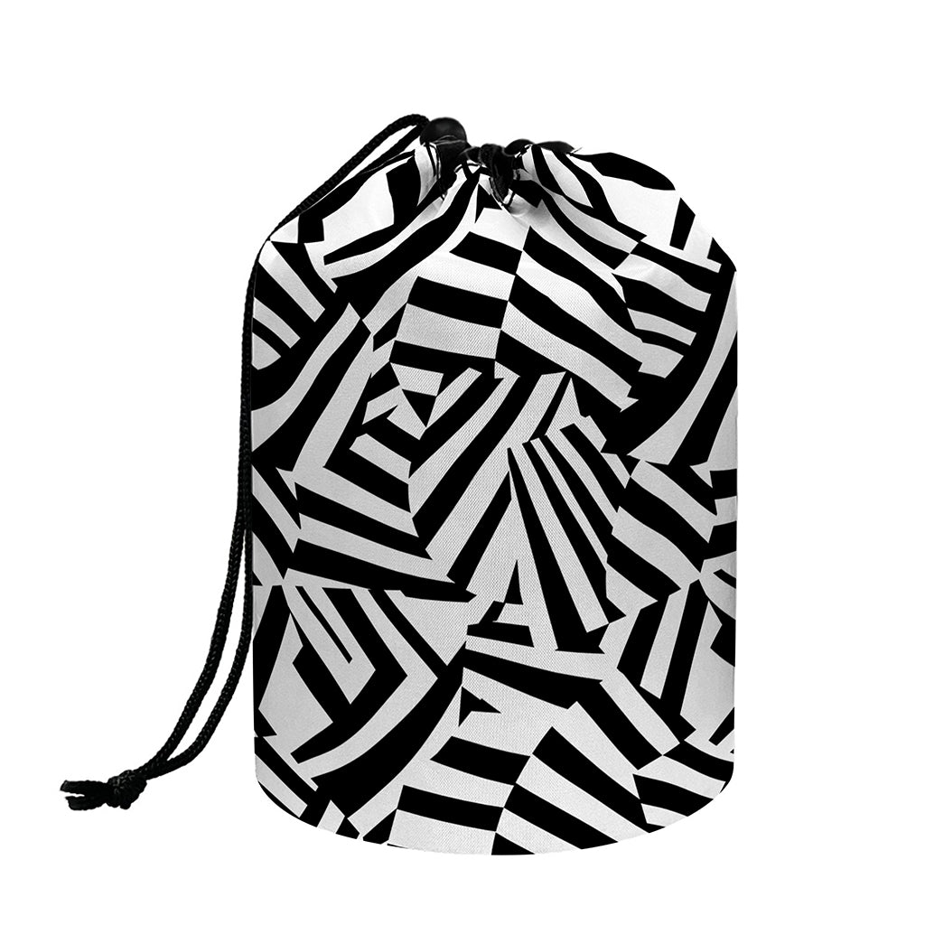 Black And White Dazzle Pattern Print Drawstring Makeup Bag