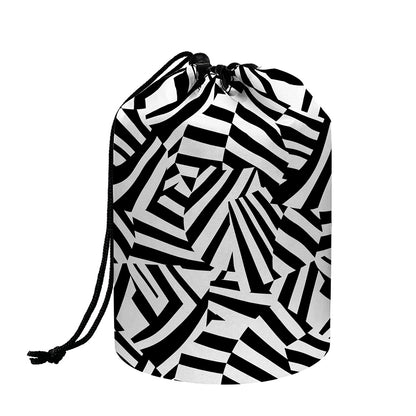Black And White Dazzle Pattern Print Drawstring Makeup Bag