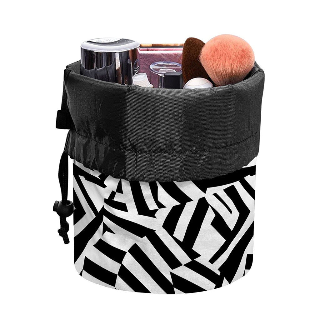Black And White Dazzle Pattern Print Drawstring Makeup Bag